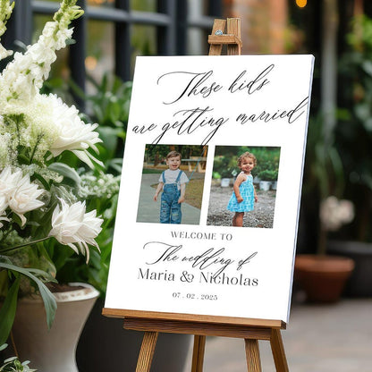 Custom These Kids Are Getting Married Wedding Welcome Sign, Custom Photo Wedding Sign, Wedding Decorations