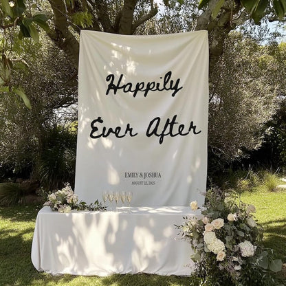 Custom Happily Ever After Wedding Banner, Bridal Shower Sign, Modern Wedding Welcome Sign