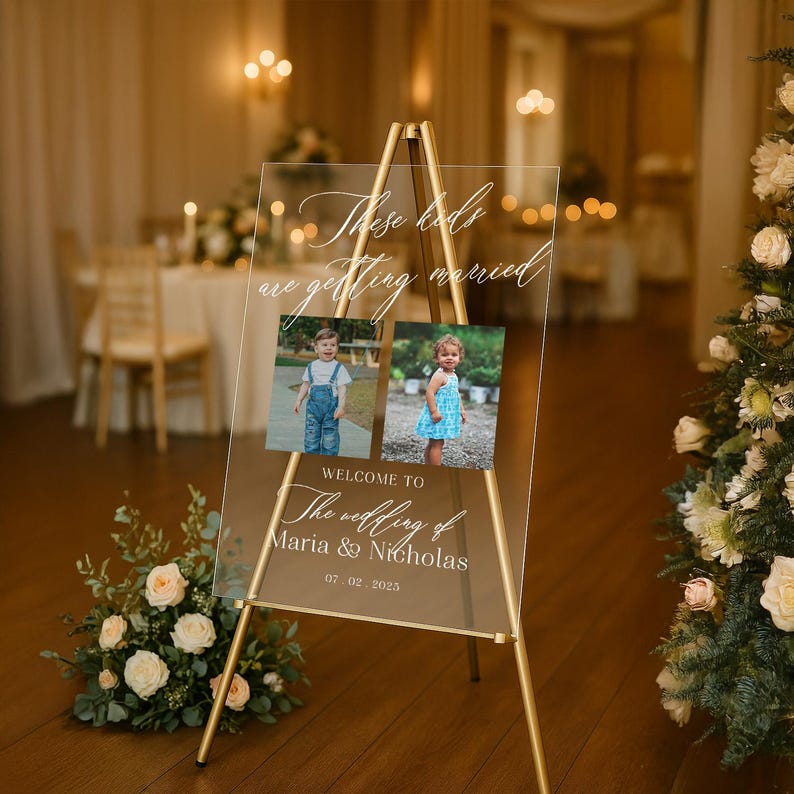 Custom These Kids Are Getting Married Wedding Welcome Sign, Custom Photo Wedding Sign, Wedding Decorations