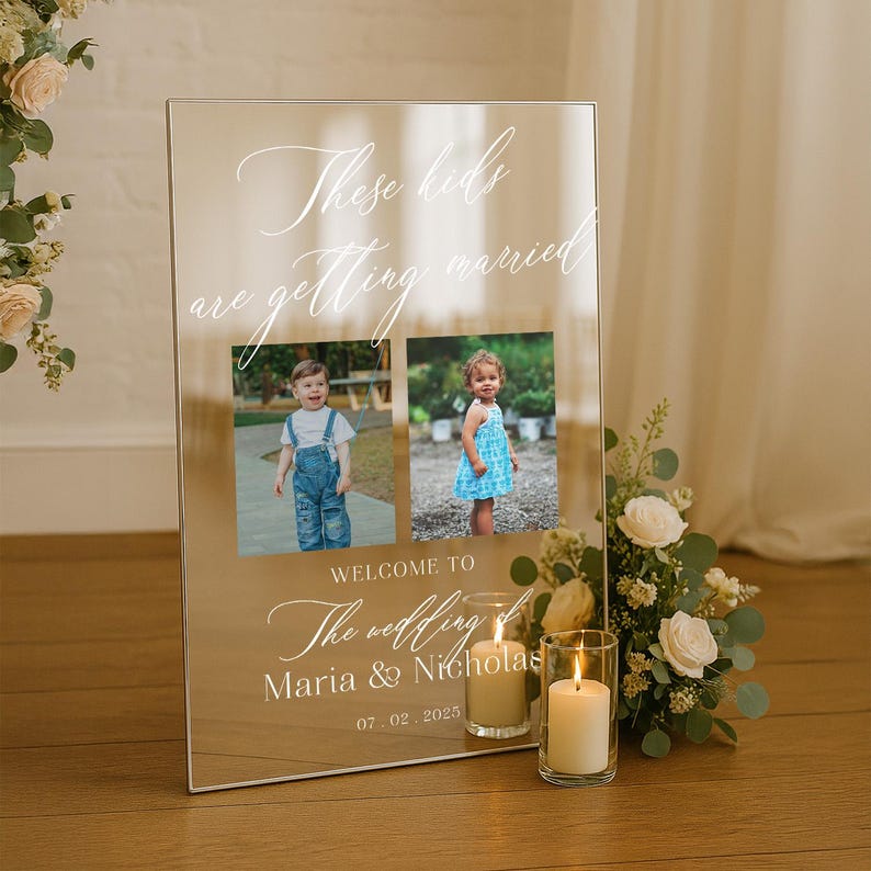 Custom These Kids Are Getting Married Wedding Welcome Sign, Custom Photo Wedding Sign, Wedding Decorations