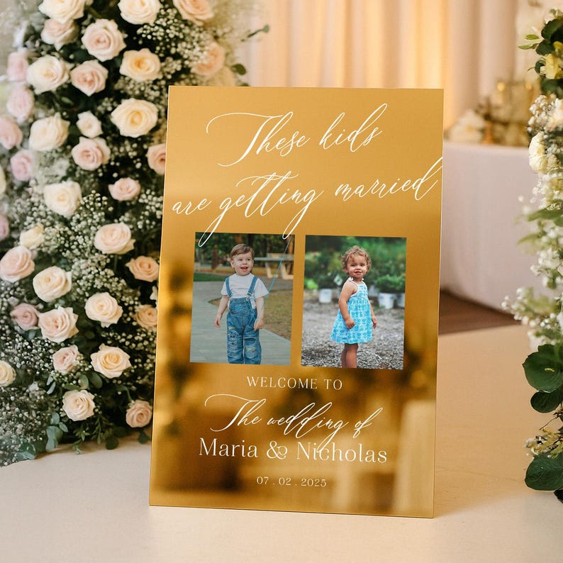 Custom These Kids Are Getting Married Wedding Welcome Sign, Custom Photo Wedding Sign, Wedding Decorations