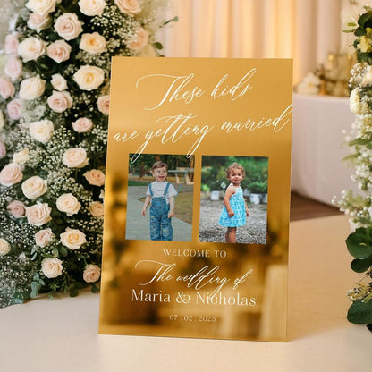 Custom These Kids Are Getting Married Wedding Welcome Sign, Custom Photo Wedding Sign, Wedding Decorations