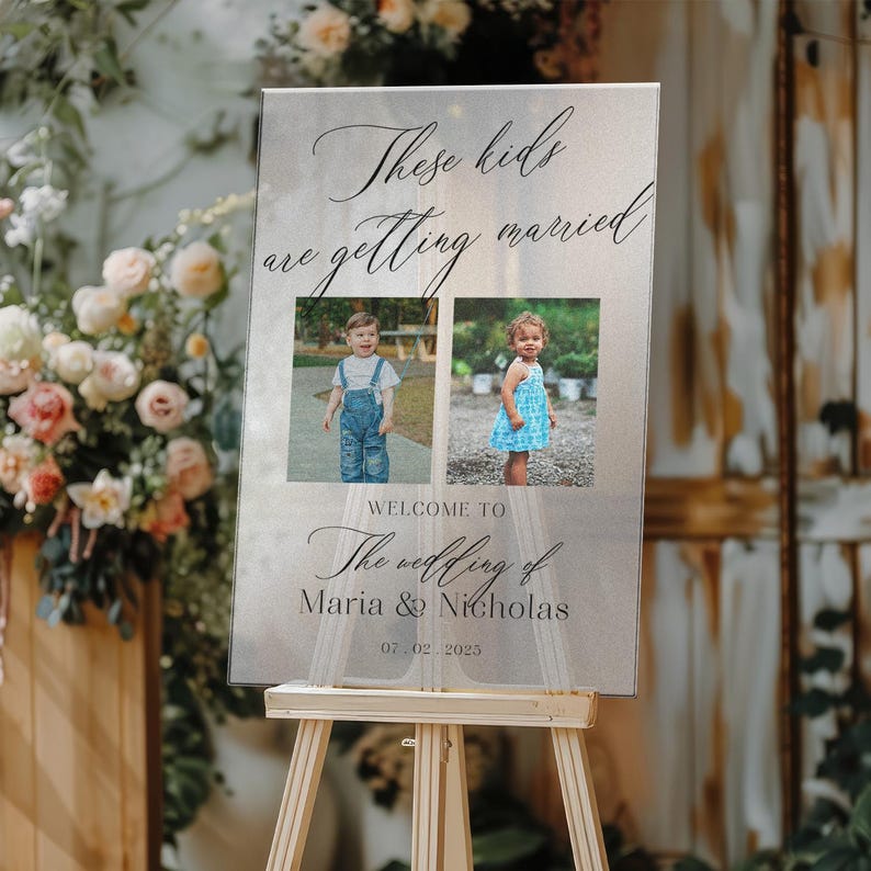 Custom These Kids Are Getting Married Wedding Welcome Sign, Custom Photo Wedding Sign, Wedding Decorations
