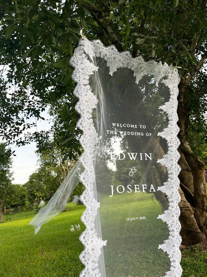 Custom Sheer Wedding Sign, Wedding Backdrop, Voile Wedding Banner, Organza Wedding Sign