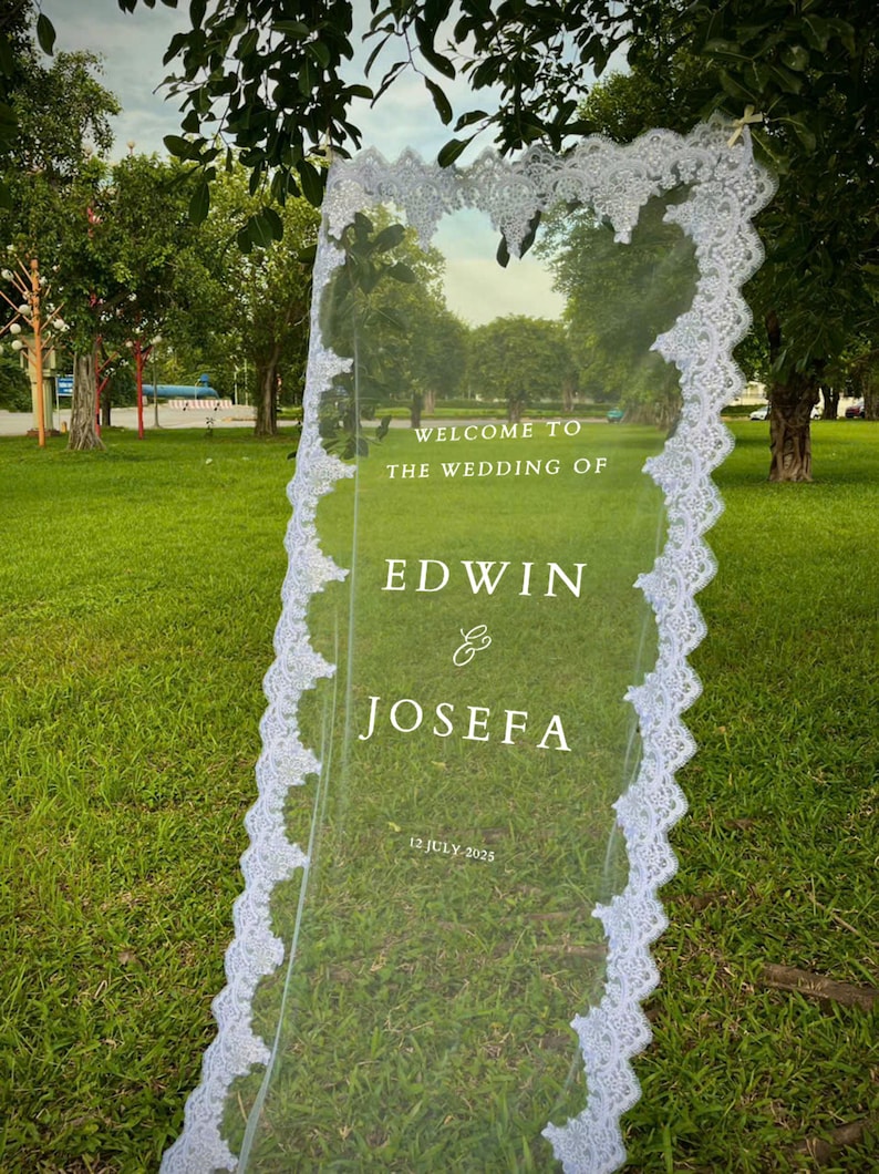 Custom Sheer Wedding Sign, Wedding Backdrop, Voile Wedding Banner, Organza Wedding Sign