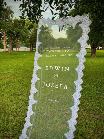 Custom Sheer Wedding Sign, Wedding Backdrop, Voile Wedding Banner, Organza Wedding Sign
