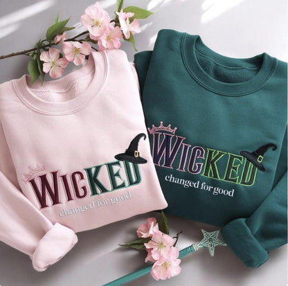 Wicked Changed For Good Embroidered Sweatshirt, Elphaba Glinda Sweatshirt