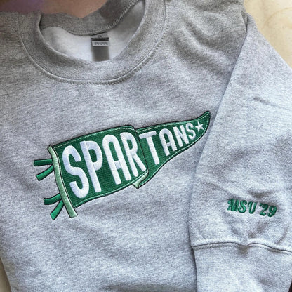 Custom Embroidered Pennant Sweatshirt With Team Name