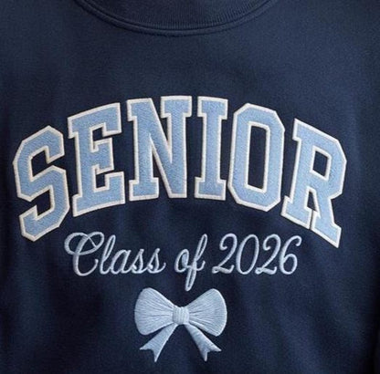 Embroidered Personalized Senior Sweatshirt, Coquette Senior Team Shirt, Senior Night, Senior Sunrise, Class of 2026, Senior Cheer Gift