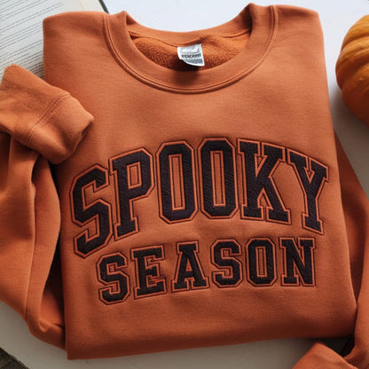 Embroidered Spooky Season Sweatshirt, Spooky Halloween Shirt, Womens Halloween Shirt, Spooky Fall Shirt, Halloween Gift Shirt, Women Spooky Shirt