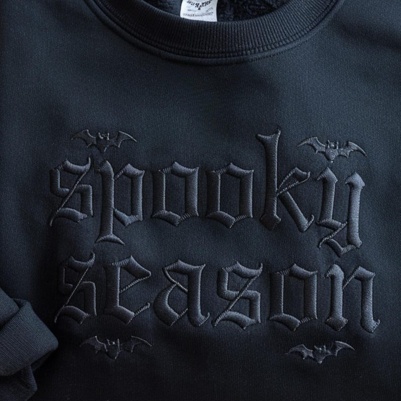 Embroidered Halloween Sweatshirt, Spooky Bat Gothic Style, Bats Sweatshirt, Spooky Season Shirt