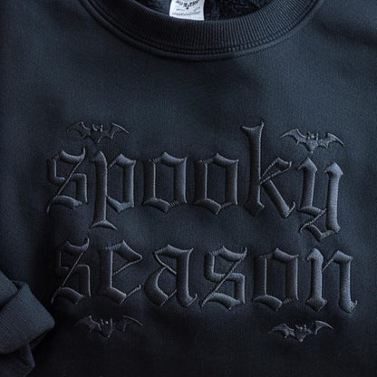 Embroidered Halloween Sweatshirt, Spooky Bat Gothic Style, Bats Sweatshirt, Spooky Season Shirt