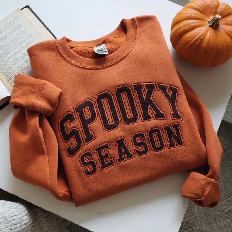 Embroidered Spooky Season Sweatshirt, Spooky Halloween Shirt, Womens Halloween Shirt, Spooky Fall Shirt, Halloween Gift Shirt, Women Spooky Shirt