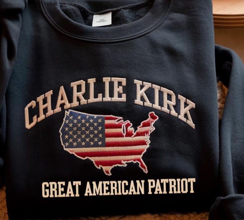Pray for Charlie Kirk Embroidered Sweatshirt, Patriotic Charlie Kirk Shirt, Faith-Based Unisex Shirt, Political Awareness Top