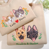 Custom Embroidered Floral Wreath Pet Portrait Oversize Sweatshirt