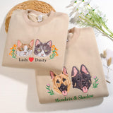 Custom Embroidered Floral Wreath Pet Portrait Oversize Sweatshirt