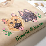 Custom Embroidered Floral Wreath Pet Portrait Oversize Sweatshirt