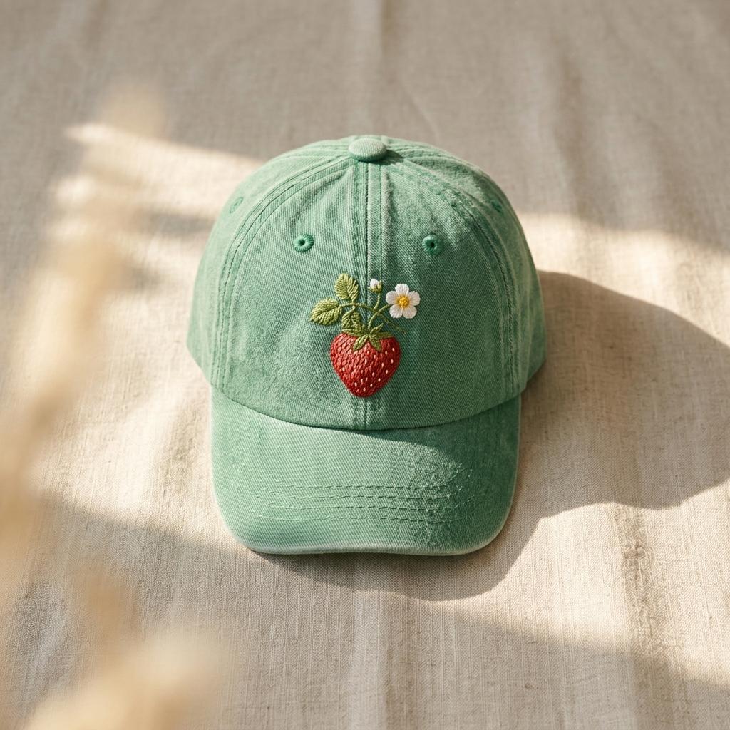 Embroiyou | Embroidered Matching Strawberry Baseball Hats