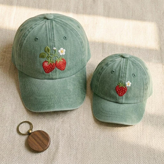Embroiyou | Embroidered Matching Strawberry Baseball Hats