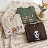 Custom Embroidered Multi-Pet Portrait Oversized Sweatshirt
