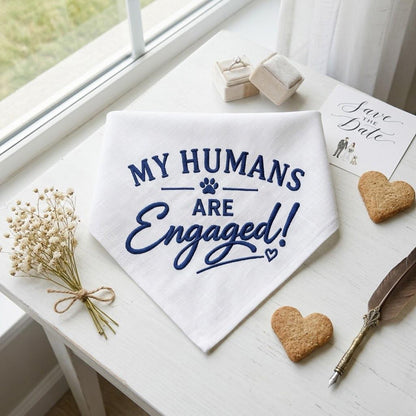 Custom Engaged Dog Bandana, My Humans Are Engaged Bandana, Proposal Dog Scarf, Wedding Announcement Dog, Engagement Photo Prop