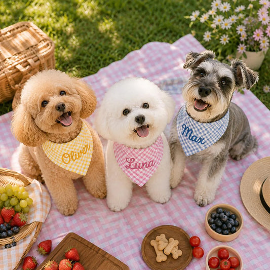 Personalized Dog Bandana, Custom Name Pet Scarf, Striped Puppy Bib, Cute Dog Bandana, Gift for Dog Lovers