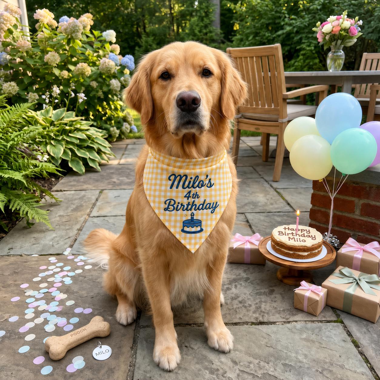 Personalized Dog Birthday Bandana, Pet Party Outfit, Pet Lover Gifts