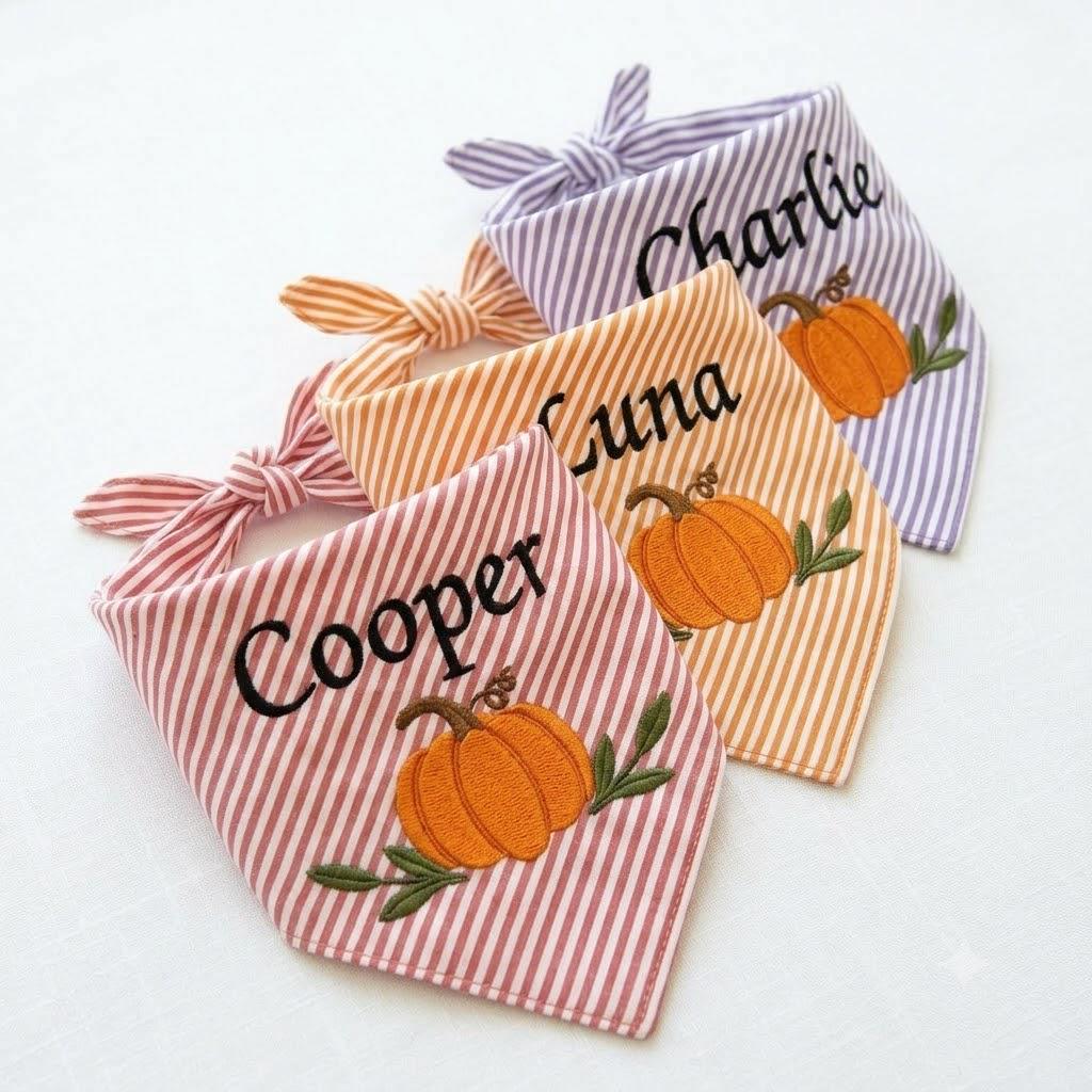 Halloween Pumpkin Dog Bandana Personalized, Halloween Cat Bandana, Gift for Pets