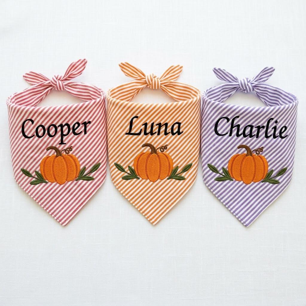 Halloween Pumpkin Dog Bandana Personalized, Halloween Cat Bandana, Gift for Pets