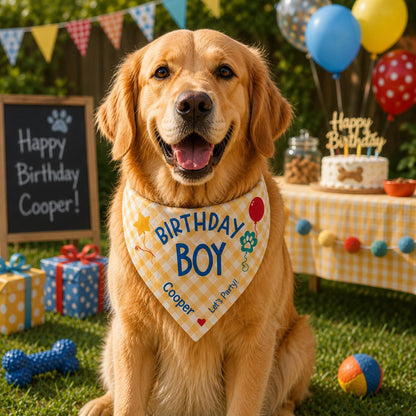 Personalized Dog Birthday Boy Bandana, Pet Gift With Name For Dog Mom, New Puppy Gift Idea, Gotcha Day Birthday Bandana Dog Pet Accessories