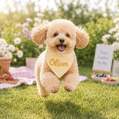 Personalized Dog Bandana, Custom Name Pet Scarf, Striped Puppy Bib, Cute Dog Bandana, Gift for Dog Lovers