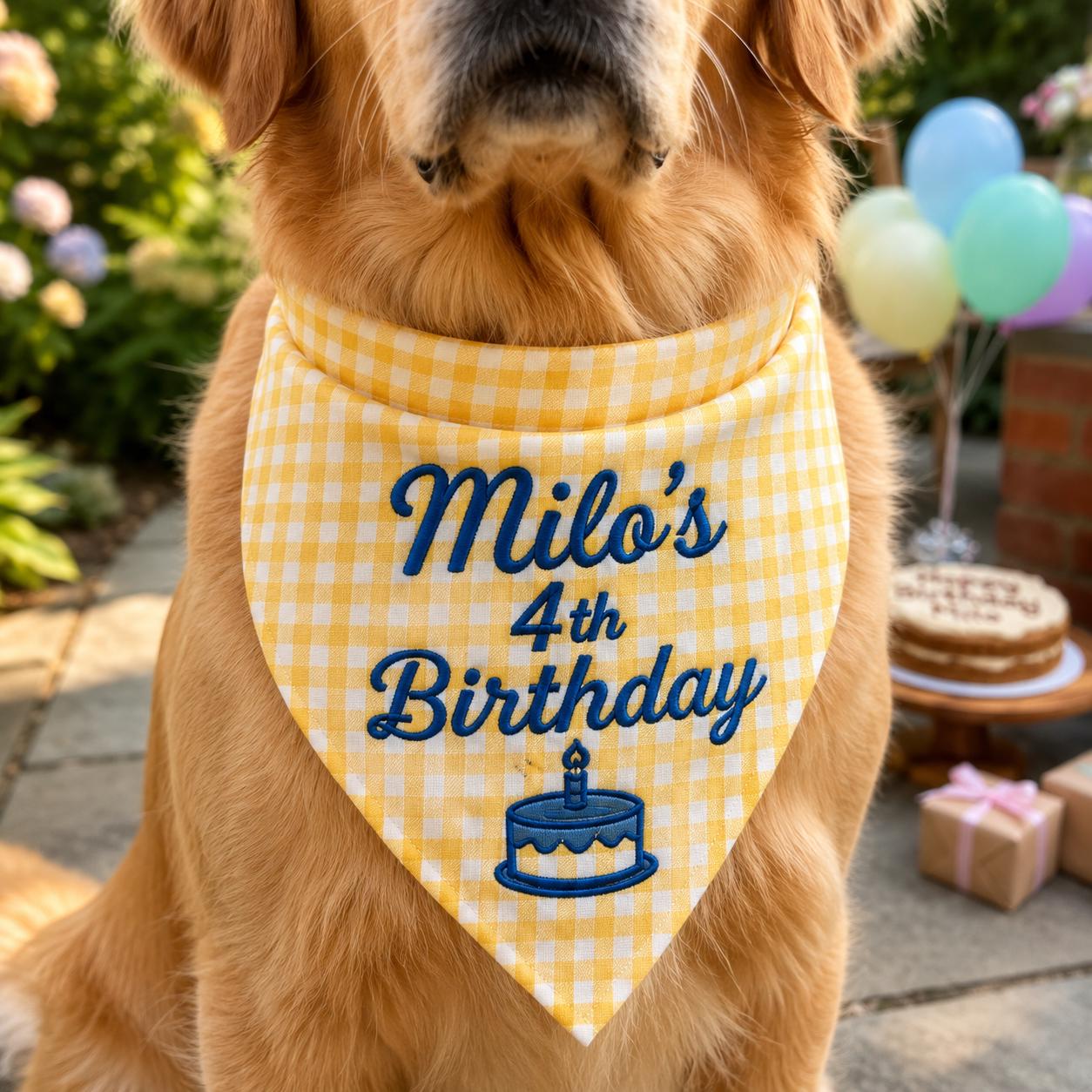 Personalized Dog Birthday Bandana, Pet Party Outfit, Pet Lover Gifts