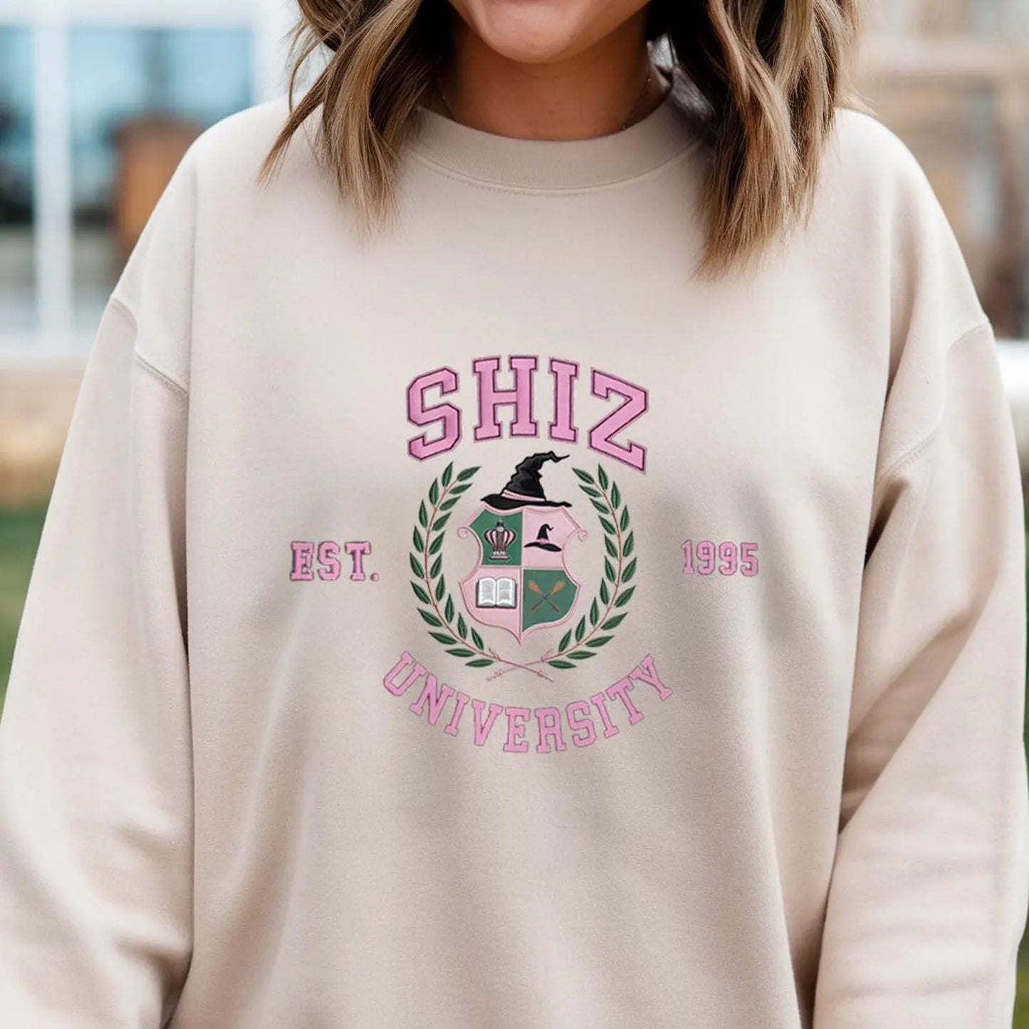 Shiz University Embroidered Sweatshirt, Wizard Shiz University Sweatshirt, Musical Movie Shirt