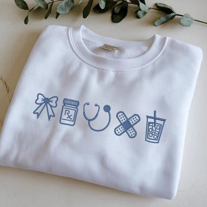 Embroidered Nurse Icon Sweatshirt, Healthcare Worker Sweatshirt, Medical Assistant Gift