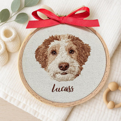 Custom Pet Portrait Embroidery Hoop, Personalized Pet Gift
