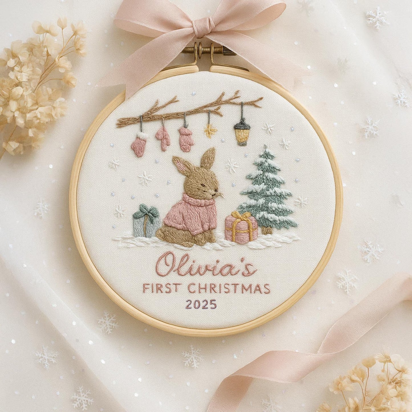 Personalized Baby's First Christmas Embroidered Ornament Keepsake