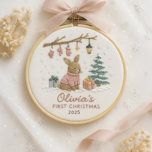 Personalized Baby's First Christmas Embroidered Ornament Keepsake