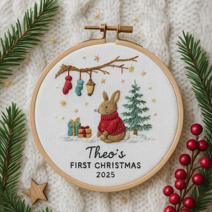 Personalized Baby's First Christmas Embroidered Ornament Keepsake