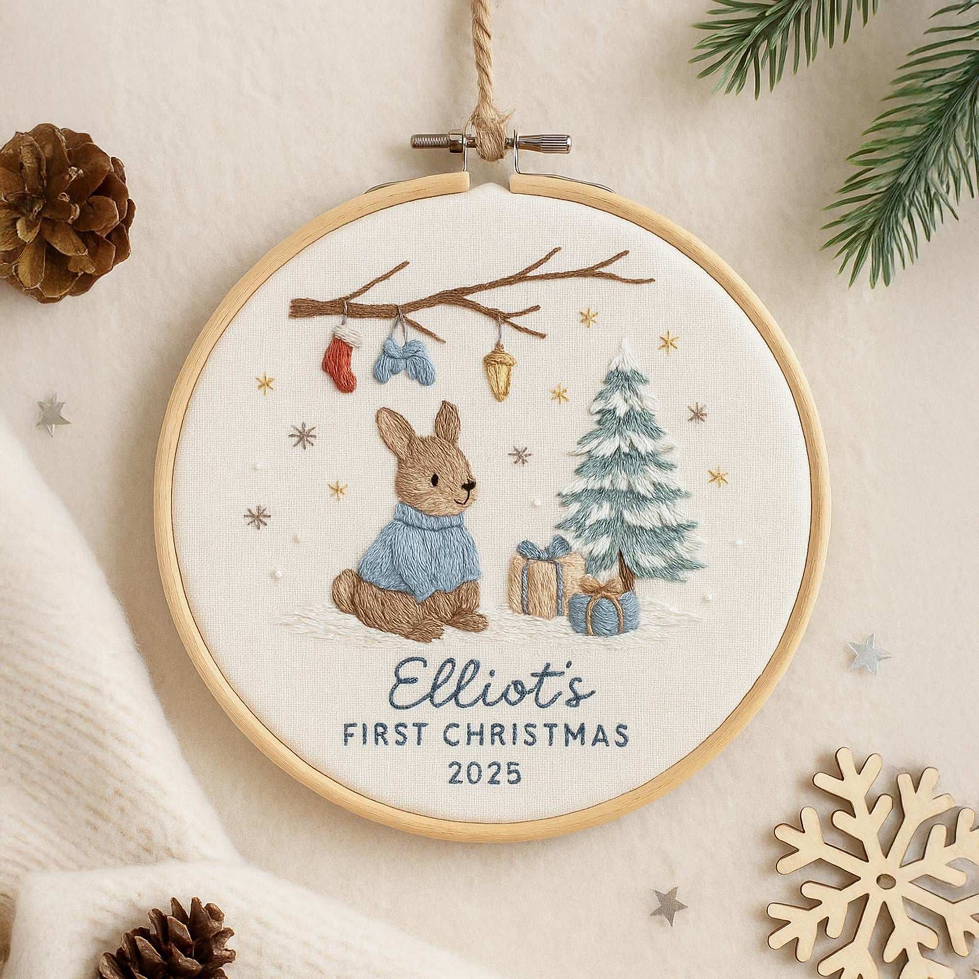 Personalized Baby's First Christmas Embroidered Ornament Keepsake