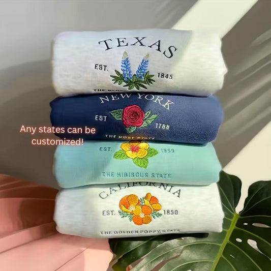 Custom State Flower Sweatshirt, USA Travel floral shirt