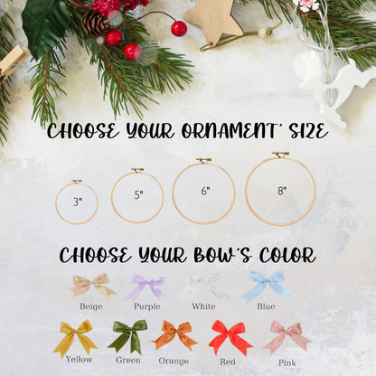 Custom Embroidered Pet Portrait Christmas Ornament