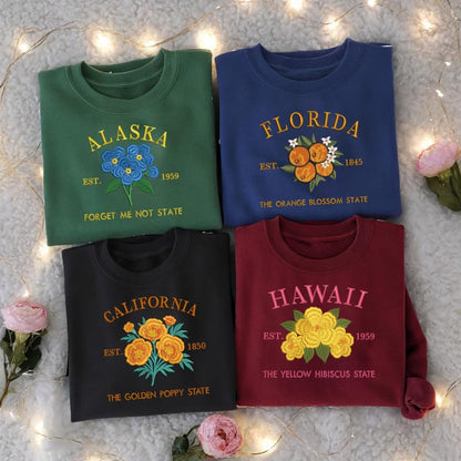 Custom State Flower Sweatshirt, USA Travel floral shirt