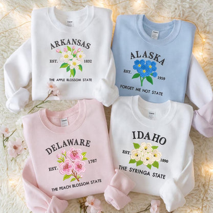 Custom State Flower Sweatshirt, USA Travel floral shirt