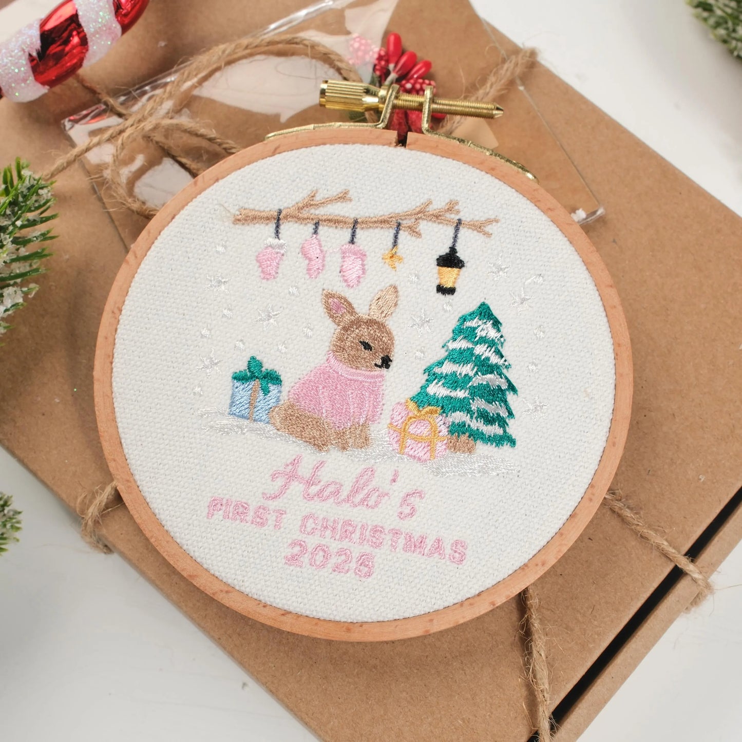 Personalized Baby's First Christmas Embroidered Ornament Keepsake