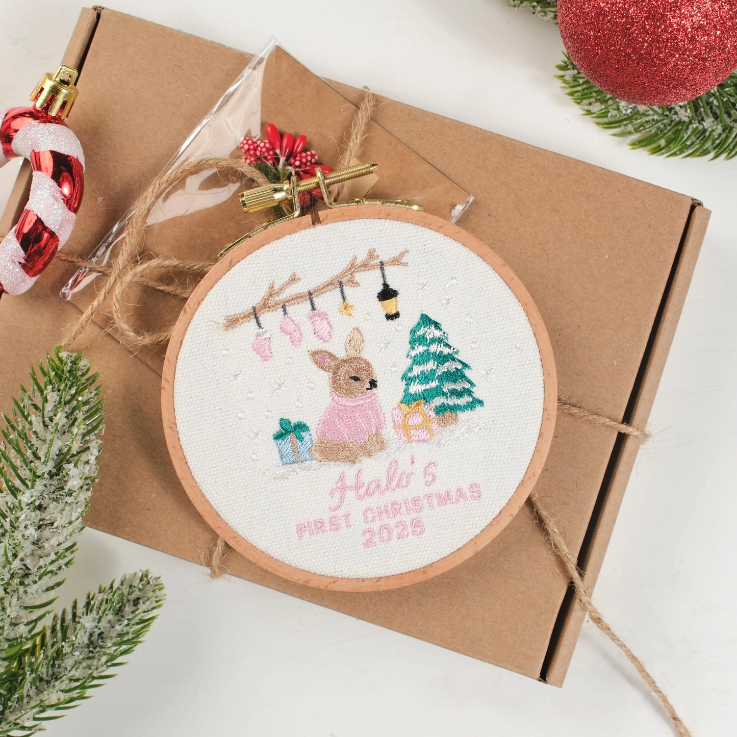 Personalized Baby's First Christmas Embroidered Ornament Keepsake