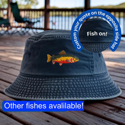 Custom Fish Bucket Hat, Gift for Men and Women, Outdoor and Lake Adventures