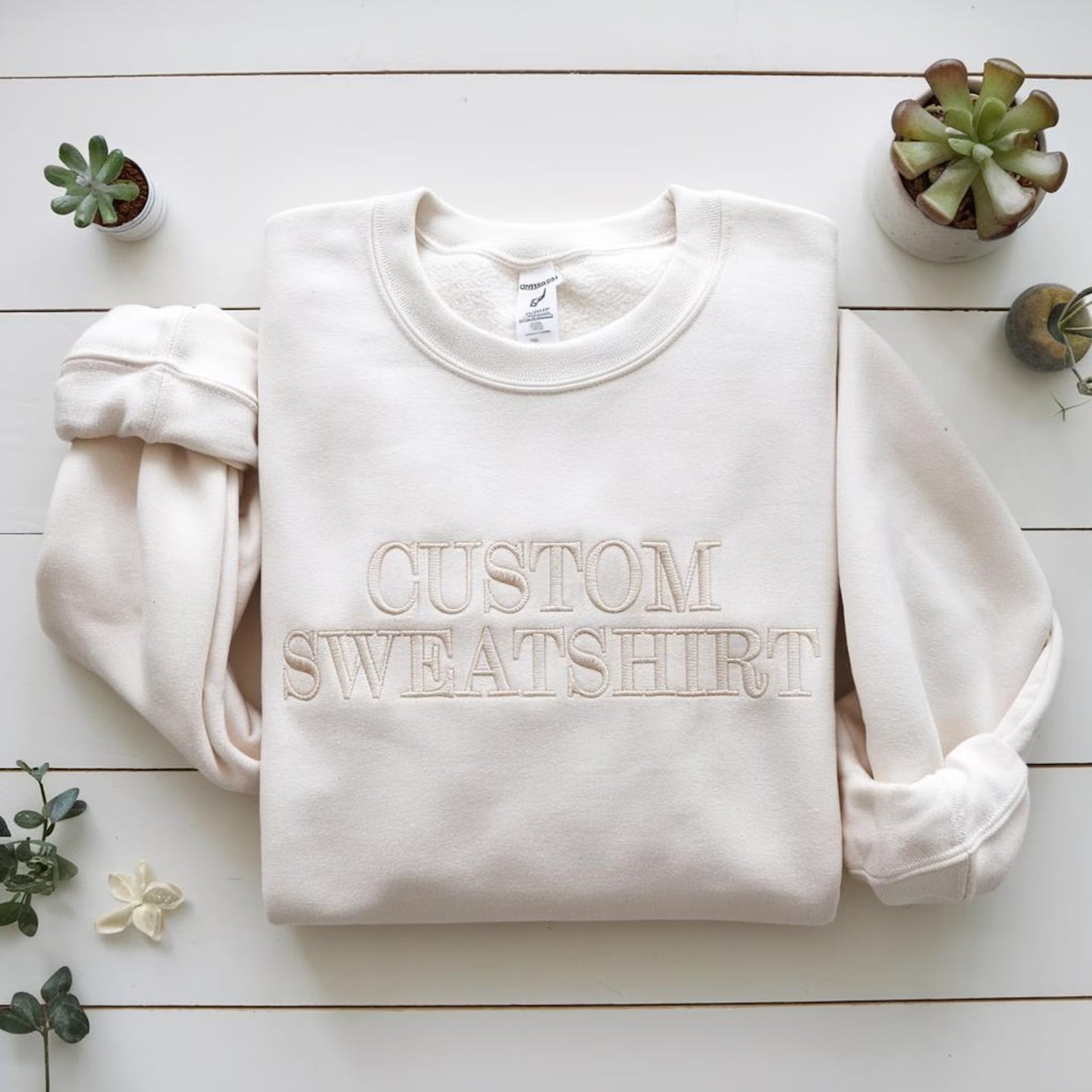 Embroidered Custom Text Sweatshirt, Custom Quote Sweatshirt,  Personalize Embroidery Sweatshirt
