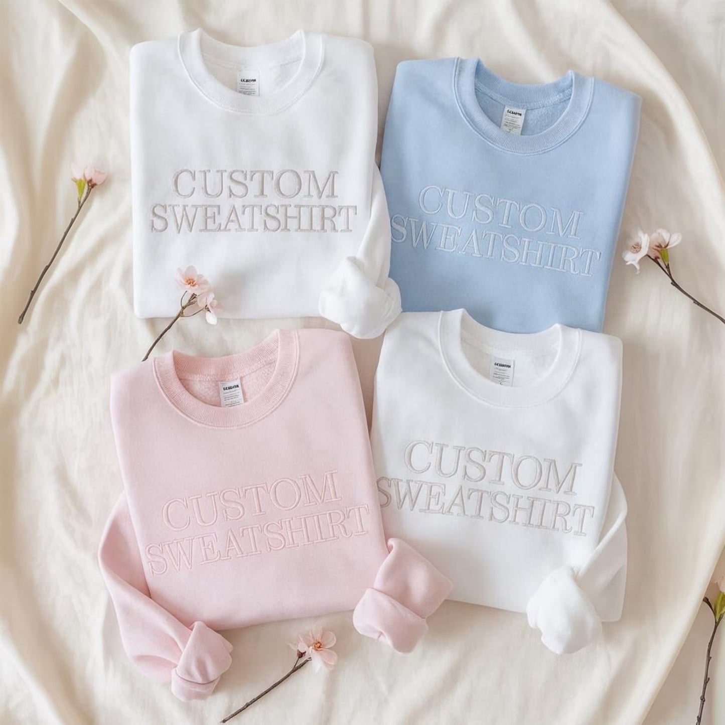 Embroidered Custom Text Sweatshirt, Custom Quote Sweatshirt,  Personalize Embroidery Sweatshirt