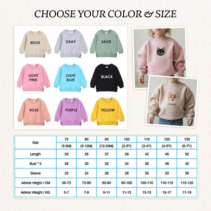 Embroidery Kid's Name Sweatshirt, Toddler Sweatshirt, Embroidered Sweatshirt For Kid
