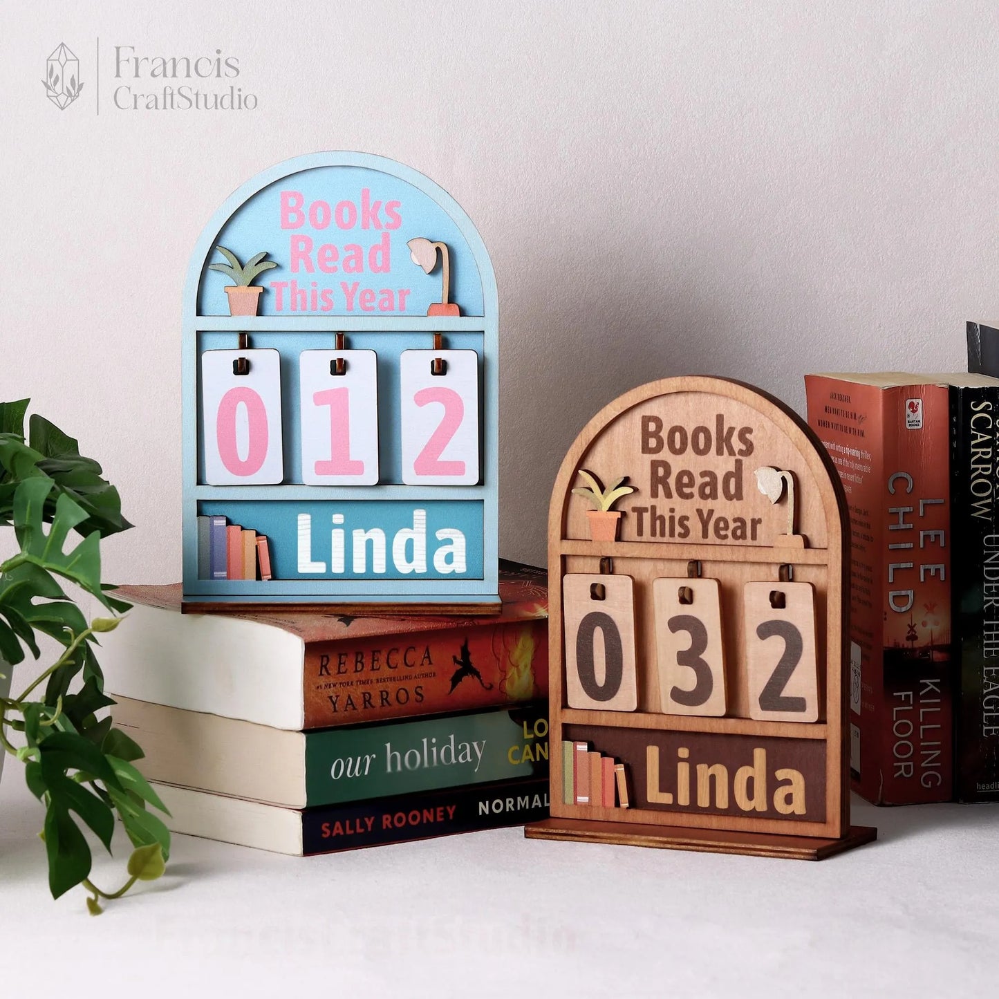Personalized Books Read Tracker, Bookshelf Counter, Bookish Decor, Gift for Readers